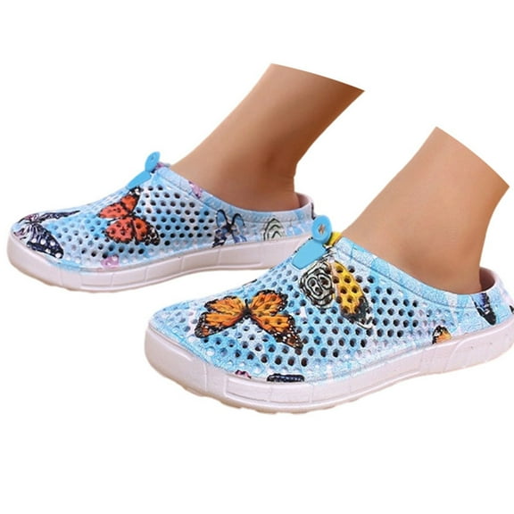 Wovix House Slipper For Women Graphic Garden Shoes Lightweight Breathable Shoes Quick-Dry Arch Support Flip Flops Flat Slip-On Mules Daily Wear