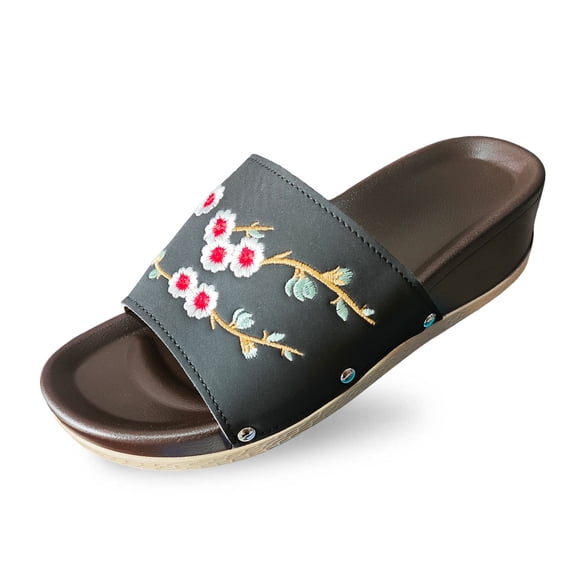Wovix House Slipper For Women Retro Open Toed Platform Sandals Comfortable Beach Slippers Casual Arch Support Footwear Daily Wear