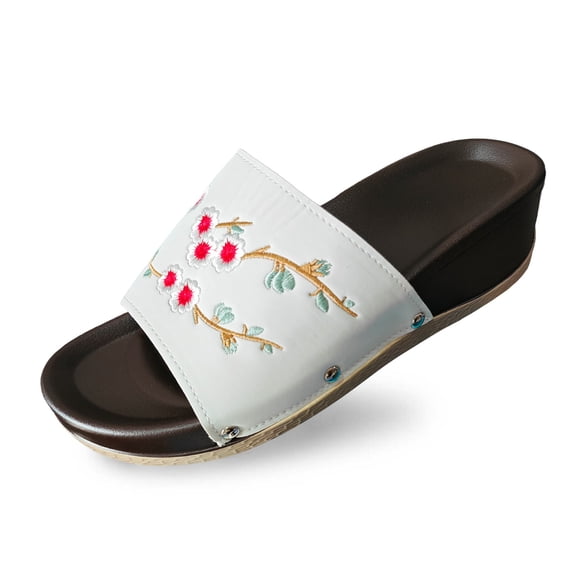 Wovix House Slipper For Women Retro Open Toed Platform Sandals Comfortable Beach Slippers Casual Arch Support Footwear Daily Wear