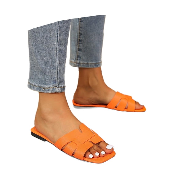 Wovix House Slipper For Women Slide Sandals Fashionable Braided Elegant Strap Flat Summer Square Open Toe Sandals Daily Wear