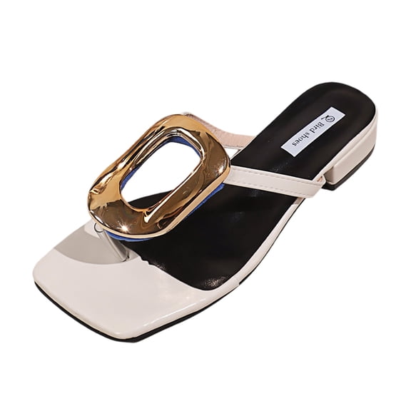 Wovix House Slipper For Women Square Open Toe Flip Flops With Comfortable Beach Slippers Temperament Wedding Party Wear Daily Wear