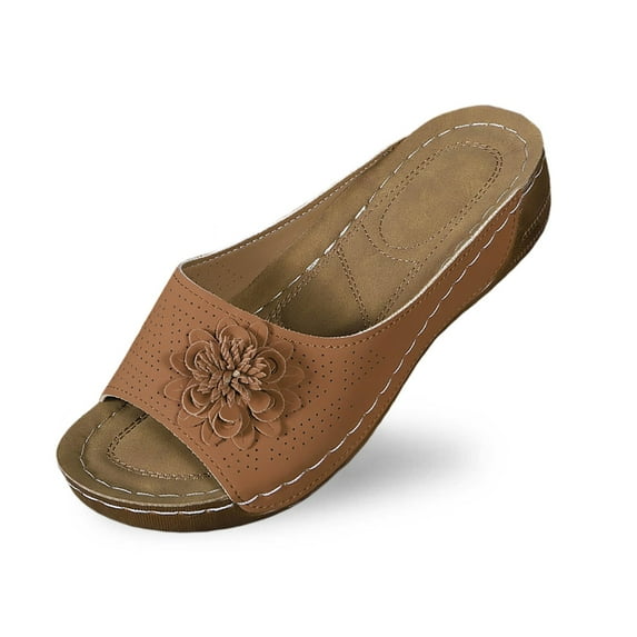 Wovix House Slipper For Women Stylish Open Toe Wedges Shoes With Faux Leather Band Slippers Daily Wear