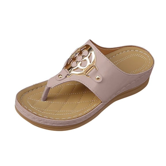 Wovix House Slipper For Women T Strap Dress Sandals Wedding Bridal Bride Trendy Wedge Shoes Daily Wear