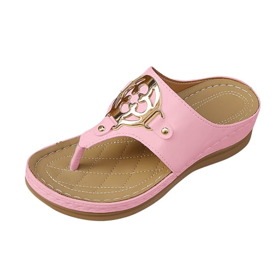 Wovix House Slipper For Women T Strap Dress Sandals Wedding Bridal Bride Trendy Wedge Shoes Daily Wear