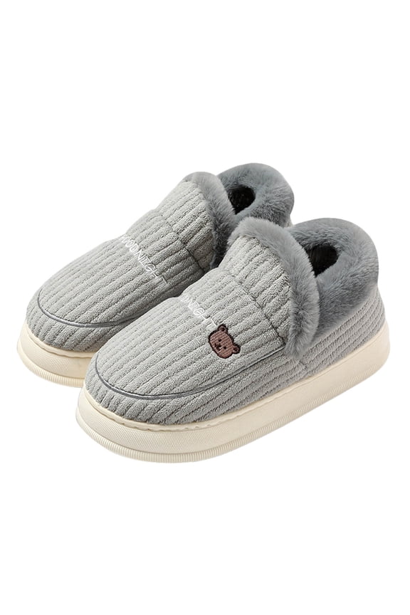 House Slippers for Women Memory Foam Cushionin Closed Back House Shoes Outdoor Indoor Bedroom Slippers Fluffy Collar Knit Fuzzy Comfy Cozy