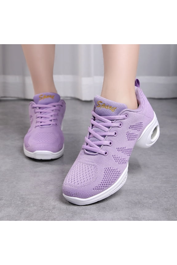 Jazz Shoes Lace-up Sneakers For Women Modern Dance Shoes Platform Walking Dance Shoes Cushioning Shoes Versatile And Sneakers Soft Basic Athletic Footwear