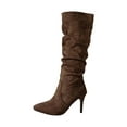 thumbnail image 1 of Wovix Knee High Boots for Women Pointed Toe Stiletto High Heel Slouchy Suede with Side Zipper Tall Fashion Boots Trendy Streetwear Shoes Coffee 41, 1 of 7
