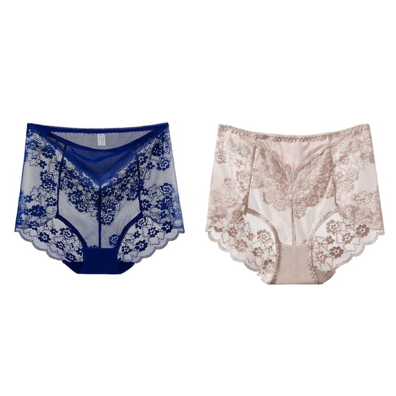 Wovix Lace Boyshorts Panties for Women High Waist Short Plus Size Cheeky Underwear Daily Comfy Gift 2 Piece