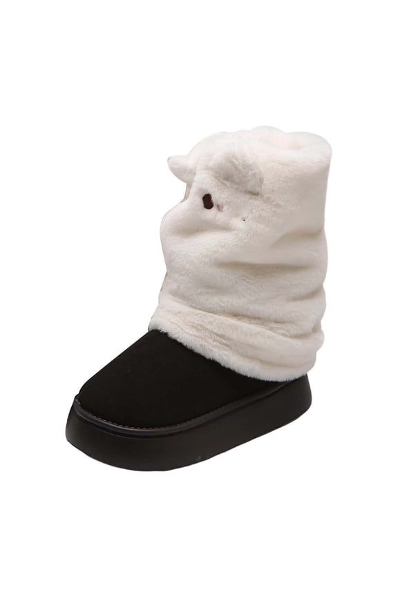 Men's Snow Boots Soft Thermal Winter Warm Memory Foam Indoor Outdoor House Mid Culf Boots Trendy Daily Streetwear Shoes Black 41