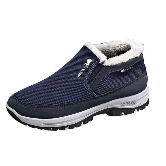 Wovix Men's Winter Slip-On Warm Ankle Chukka Boots with Arch Support Waterproof Anti-Slip Snow Loafers Hiking Walking Shoes Outdoor Shoes Blue 40