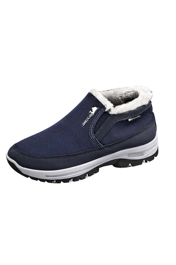 Men's Winter Slip-On Warm Ankle Chukka Boots with Arch Support Waterproof Anti-Slip Snow Loafers Hiking Walking Shoes Outdoor Shoes Blue 44