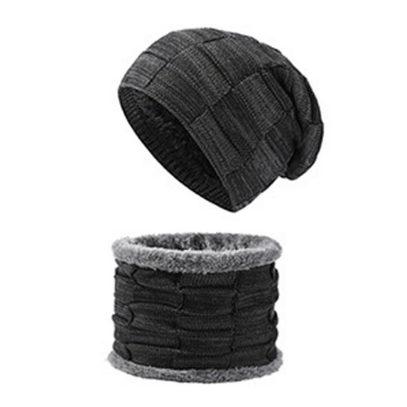 Wovix Mens Winter Beanie Hats Scarf Set Solid Color Warm Warm Knit Skull Cap Neck Warmer with Fleece Lined Basic Soft Winter Hat for Women Two Pieces