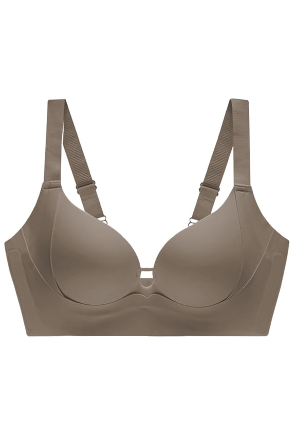No Show Gel Bras for Women Wireless Comfortable Full Coverage Jelly Smoothing Bra with Support and Lift Bra Coffee M