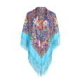 thumbnail image 1 of Wovix Oversized Women's Traditional Retro Scarf Wrap Tassel Fringes Floral Poncho Shawl Printing Shawl Novelties Trendy Unique Design Selection, 1 of 4