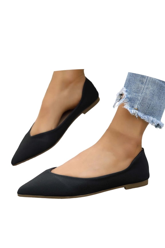 Pointed Toe for Women Girls Casual Shoes Slip on Dress Ballet Flats Lightweight Comfy Daily Shoes Black 37