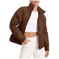 thumbnail image 1 of Wovix Quilted Lightweight Jackets For Women Full-zip Stand Collar Loose Warm Winter Outwears with Pockets Solid Color Basic Lightweight Daily Fall Winter, 1 of 8