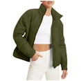 thumbnail image 1 of Wovix Quilted Lightweight Jackets For Women Full-zip Stand Collar Loose Warm Winter Outwears with Pockets Solid Color Basic Lightweight Daily Fall Winter, 1 of 8