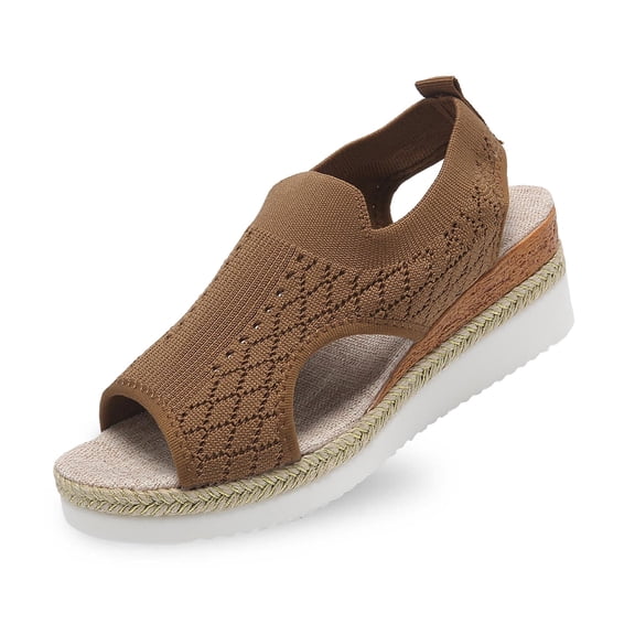 Wovix Sandals For Women Breathable Soft Simple Flat Shoes Open Toes Casual Shoes Indoor Outdoor Shoes Beige 37