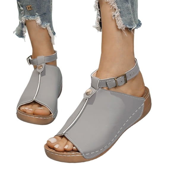 Wovix Sandals For Women Hook Loop Sandals Platform Beach Wedges Breathable Non-Slip Shoes Indoor Outdoor Shoes