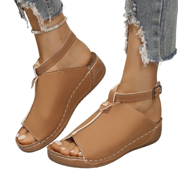 Wovix Sandals For Women Hook Loop Sandals Platform Beach Wedges Breathable Non- Shoes Indoor Outdoor Shoes