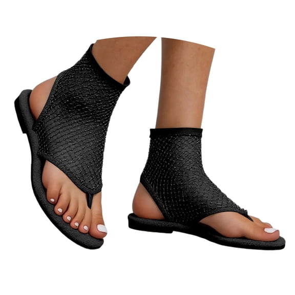 Wovix Sandals For Women Mesh Knit Peep Toe Chunky Heel Ankle Boots Dressy And Casual Shoes Indoor Outdoor Shoes