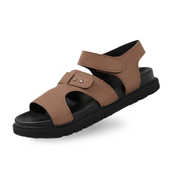 Wovix Sandals For Women Simple Faux Leather Flat Shoes Casual Open Toes Party Shoes Indoor Outdoor Shoes Brown 36