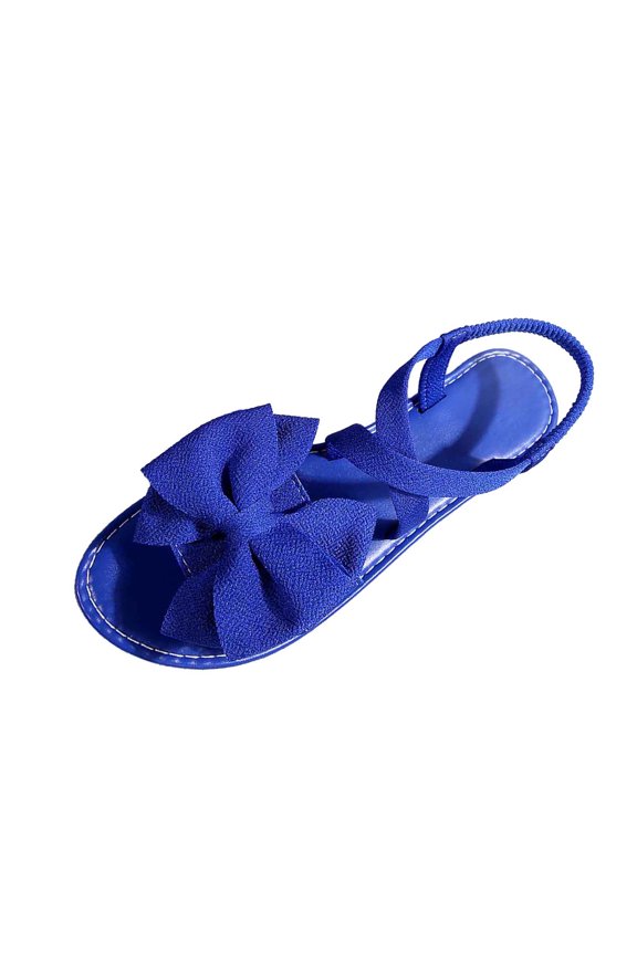 Sandals For Women Strappy Sandal Flower Design Ankle Strap Flat Shoes Trendy Wedding Party Shoes Casual Daily Wear Blue 38