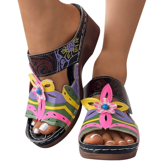 Wovix Sandals For Women Trendy Ankle Strap Cute Colorful Open Toe Party Wear Shoes Indoor Outdoor Shoes