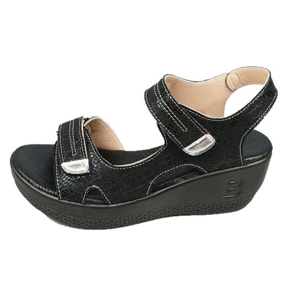 Wovix Sandals For Women Trendy Shoes Platform Ankle Strap Platform Open Toe Commuting Sandals Indoor Outdoor Shoes Black 36