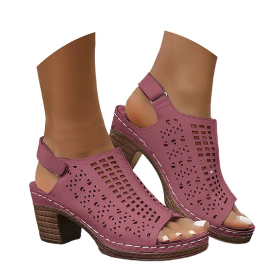 Wovix Sandals For Women Trendy Soft Chunky Heel Ankle Strap Breathable Dressy And Casual Platform Shoes Casual Daily Wear