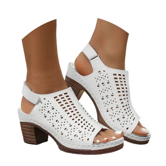 Wovix Sandals For Women Trendy Soft Chunky Heel Ankle Strap Breathable Dressy And Casual Platform Shoes Casual Daily Wear