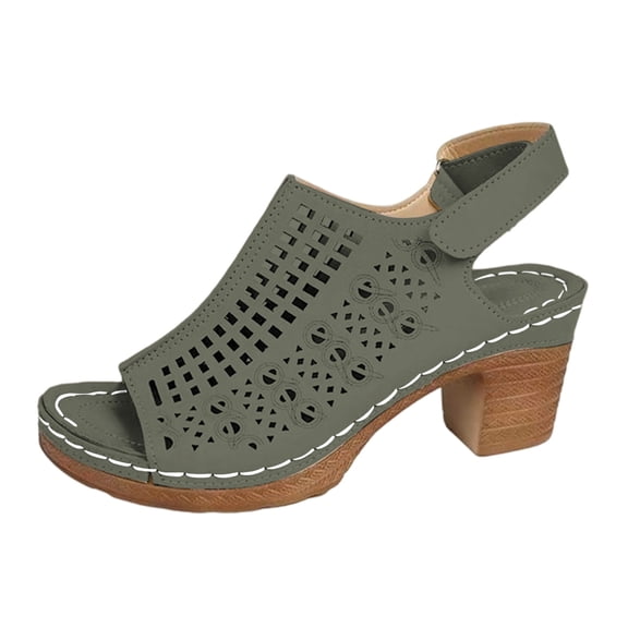 Wovix Sandals For Women Trendy Soft Chunky Heel Ankle Strap Breathable Dressy And Casual Platform Shoes Casual Daily Wear
