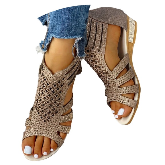 Wovix Sandals For Women Walking Slippers With Arch Support Wedge Sandals Dressy Open Toe Ankle Strap Platform Beach Slip On Shoes Casual Daily Wear