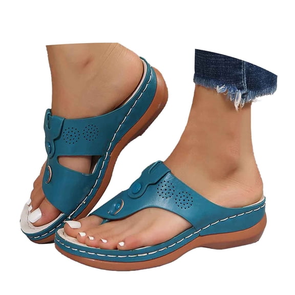 Wovix Slippers For Women Arch Support Wedge Shoes Dressy And Casual Sandals Retro Open Toe Footwear Daily Wear
