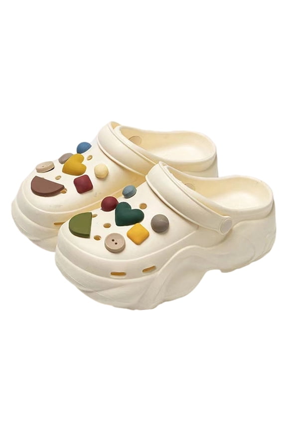 Slippers For Women Breathable Platform Clogs Unisex Slip On Casual Shoes With Accessories Charms Cushioned Thick Sole Indoor Outdoor Shoes