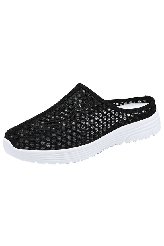 Slippers For Women Casual Breathable Lightweight Mesh Plaid Shoes Work Soft Sole Slip-On Mules Footwear Daily Wear