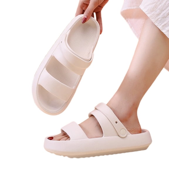 Wovix Slippers For Women Cushioned Thick Sole Open Toe Lightweight Comfy Slides Shoes Shower Work Sandals Daily Wear Beige 36