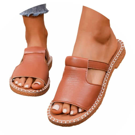 Wovix Slippers For Women Durable Retro Casual Sandals Wedges Shoes Open Toe Arch Support Soft Non- Shoes Daily Wear