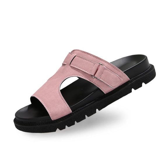 Wovix Slippers For Women Fashion Open Toe Platform Faux Leather Slippers Comfortable Shoes Party Wear Daily Wear