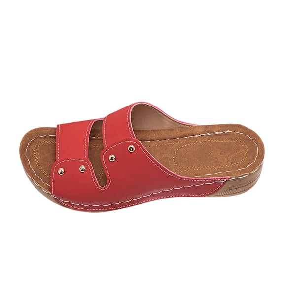 Wovix Slippers For Women Faux Leather Breathable Soft Open Toe Sandals Dressy And Casual Daily Wear