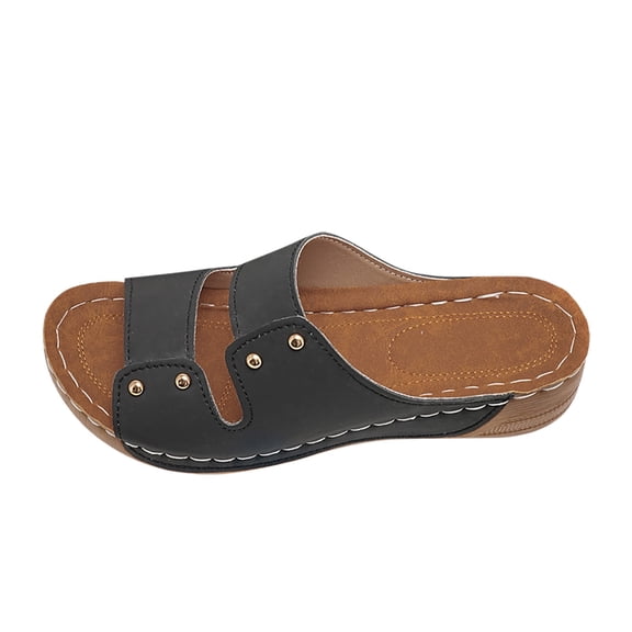 Wovix Slippers For Women Faux Leather Breathable Soft Open Toe Sandals Dressy And Casual Daily Wear