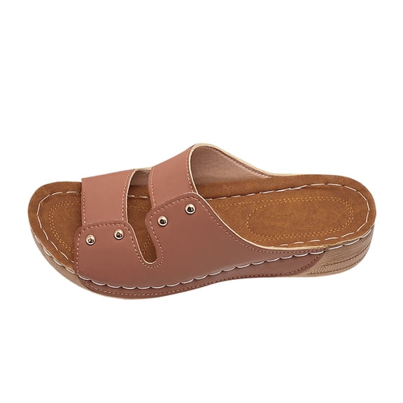 Wovix Slippers For Women Faux Leather Breathable Soft Open Toe Sandals Dressy And Casual Daily Wear