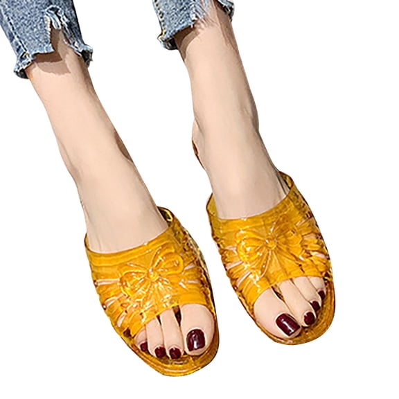 Wovix Slippers For Women Jelly Transparent Shoes Wedges Sandals Open Toe Durable Non-Slip Beach Slippers Trendy Casual Daily Wear