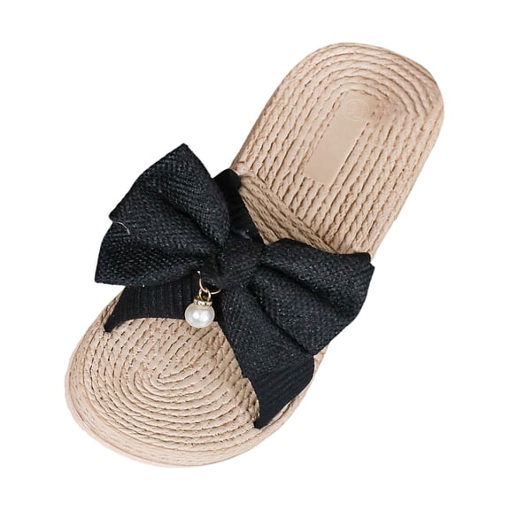 Wovix Slippers For Women Open Toe Shoes With Bow Design Slides Sandals Silent Slippers Non- Classic Shoes Indoor Outdoor Shoes