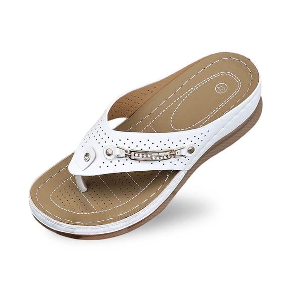 Wovix Slippers For Women Open Toe Thong Sandals Casual Non- Arch Support Wedge -On Shoes Indoor Outdoor Shoes Black 36