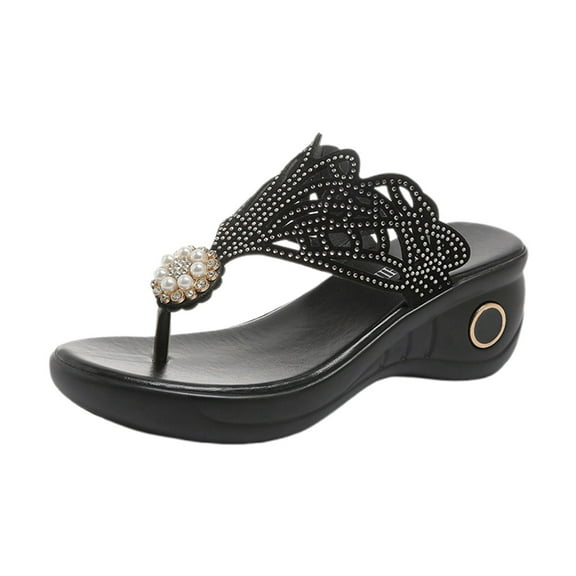 Wovix Slippers For Women Platform Plaid Shoes Flip Flops Shoes Trendy Casual Lightweight Thong Sandals Daily Wear