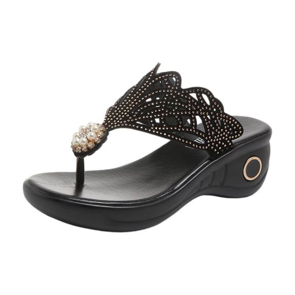 Wovix Slippers For Women Platform Plaid Shoes Flip Flops Shoes Trendy Casual Lightweight Thong Sandals Daily Wear