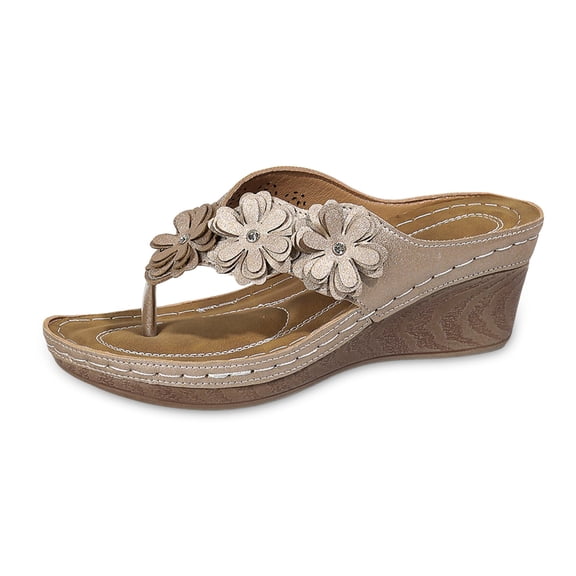 Wovix Slippers For Women Retro Wedges Sandals Platform Open Toe Silent Slippers Durable Comfort Flip Flops Daily Wear