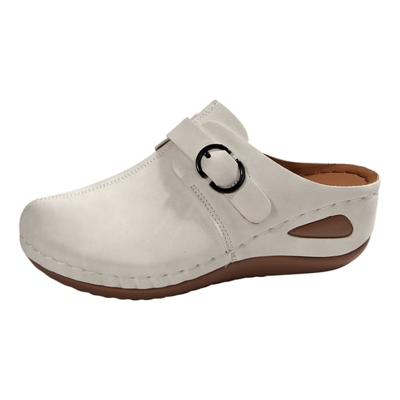 Wovix Slippers For Women Simple Wedges Retro Adjustable Band Platform Sandals Work Footwear Indoor Outdoor Shoes