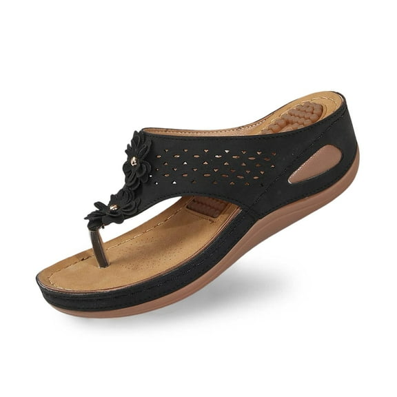 Wovix Slippers For Women T Strap Dress Sandals Open Toe Arch Support Walking Casual Non- Wedge Shoes Daily Wear Beige 37